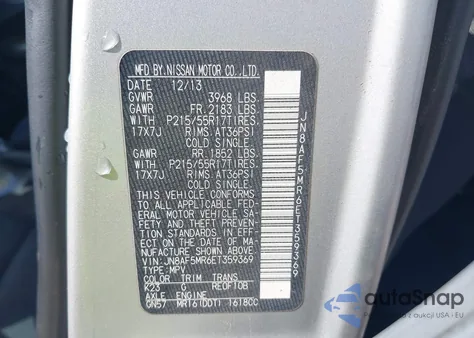 2014 Nissan Juke Sv из США, поврежденный, VIN JN8AF5MR6ET359369